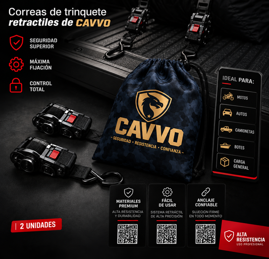 Kit Cavvo™ Anti-Deslizante: 2 Correas Retráctiles de Alta Resistencia