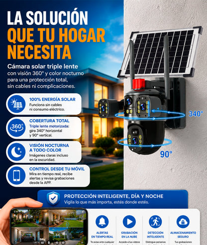 Camara Solar Triple Lente 360